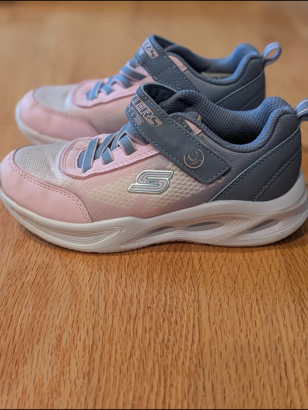 Skechers S-Lights Kids Pink and Blue Light-Up Sneakers